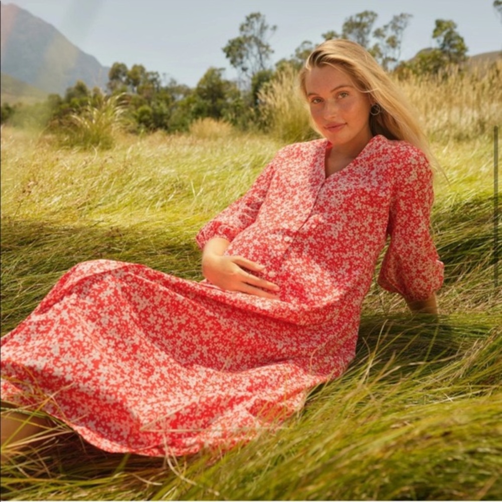 Nines by Hatch coral floral maxi dress